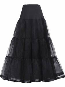lot 3308 image: Black Tiered Skirt Long Petticoats Aline Tulle Skirts Crinoline for Wedding Dress Cancan Skirt Long(LXL, Black)