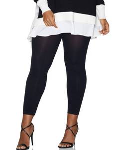 lot 3309 image: Hanes Womens Curves Same-To-Waist Sheer Toe Footless Tights  Wicking Cool Comfort, Black, 1X2X