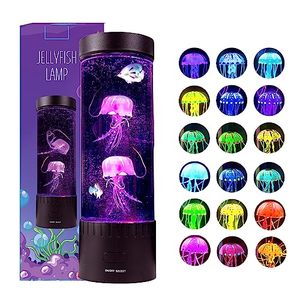 lot 3312 image: Brewish Jellyfish Lamp,16 Color Changing Mood Lamps, Aquarium Night Light for Kids & Adults, Artificial Fish Tank with Moving Fish, Sensory Room LED Lights for Autism, ADHD,Excellent Gift