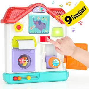 lot 3319 image: Busy Board for 1 Year Old Girl Gifts, 9 in 1 Montessori Toys for 1 Year Old Girl Toys with Light & Music, Baby Toys 12-18 Months 1 Year Old Girl Birthday Gift