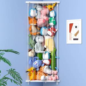 lot 3330 image: Befayoo Corner Stuffed Animal Storage Toy Organizer - Kids Room Stuffed Animal Holder Length Adjustable Plushie Toys Shelf - Large Corner Plush Toys Storage for Nursery Playroom Bedroom (White)