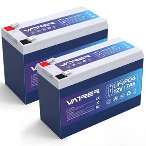lot 3334 image: VATRER POWER 2Pack 12V 7Ah Battery, Deep Cycle LiFePO4 Lithium Battery, Built-in BMS, 5000 Cycles Rechargeable Battery Perfect for UPS, Solar Power System, Fish Finder, etc.
