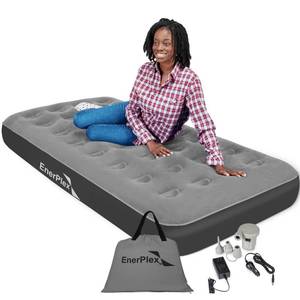lot 3341 image: EnerPlex Camping Air Mattress with Built in Pump - Twin Blow Up Mattress for Travel & Guests - Portable Bed for Adults and Kids - Grey