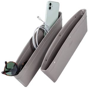 lot 3342 image: Lusso Gear Car Seat Gap Organizer 2 Pack, Vegan Leather Filler with Universal Fit, Adjustablefor Glasses, Keys, and More (Gray)