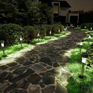 lot 3346 image: SOLPEX 16 Pack Solar Lights Outdoor Pathway,Solar Walkway Lights Outdoor,Garden Led Lights for LandscapePatioLawnYardDriveway-Cold White (Stainless Steel)