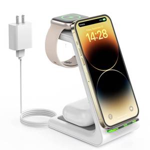 lot 3349 image: Wireless Charging Station for Apple - 3 in 1 Wireless Charger Stand Dock Watch and Phone Charger Station for Apple Watch 87SE65432, iPhone 15 14 13 12 Pro Max SE XS X, Samsung, AirPods Pro32