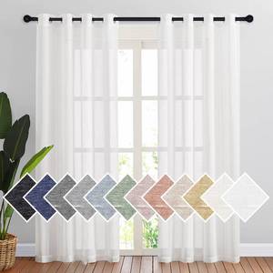lot 3360 image: NICETOWN Semi Sheer Linen Curtains Flax Textured for Living Room, Grommet Vertical Drapes Natural Privacy Sheer Panels with Light Filter for VillaCottage, W52 x L84, Ivory, 1 Pair