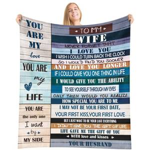 lot 3361 image: Nialnant Valentines Day Throw Blanket Romantic Gift for Wife,to My Wife Blanket from Husband,Christmas Wedding Anniversary Birthday Throw Blanket Gifts for Her,Wife - 50 x 60 in