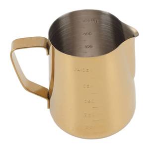 lot 3364 image: Ezweiji Milk Frothing Pitcher, Stainless Steel Pitcher Latte Art Espresso Machine Accessories Steaming Pitcher Cappuccino Coffee Milk Frother Cups (Gold18oz550ml)