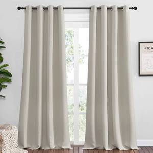 lot 3374 image: NICETOWN Natural Room Darkening Curtains 102 Long for Boho Farmhouse Home Decoration, 55 Wide, Set of 2, Window Treatment Total Privacy Drape Panels for Bedroom Living Room Guest Room