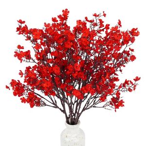 lot 3381 image: Uieke 6 Pcs Babys Breath Artificial Flowers Bulk Silk Red Faux Flowers Real Touch Gypsophila Bouquet for Christmas Halloween Home Wedding Decoration