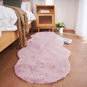 lot 3392 image: Ghouse Pink 2x6 Faux Fur Area Rug Runner, Soft Plush Shag Rug for Living Room Bedroom Playing Room Decor
