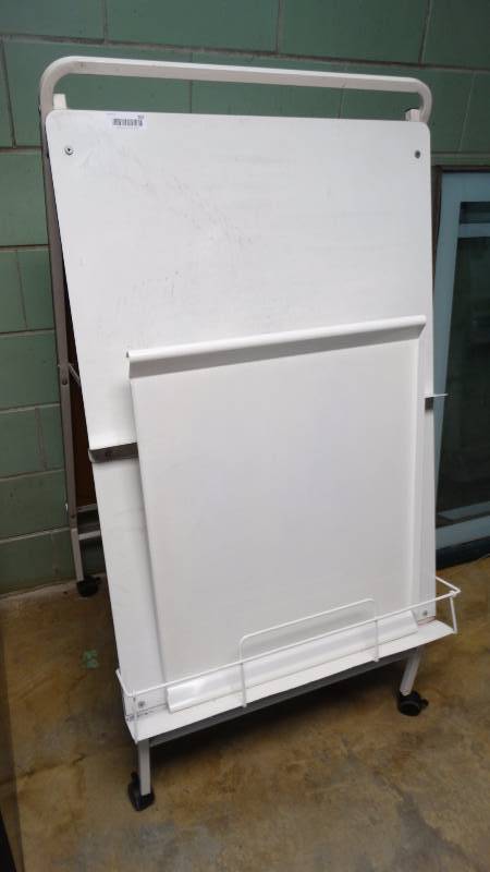 lot 362 image: Double sided dry erase cart on wheels.