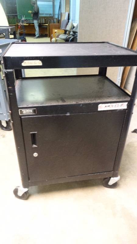 lot 364 image: Media cart wstorage cabinet, no key.