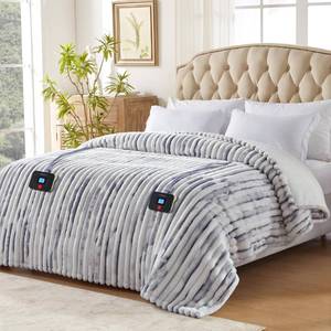 lot 50412 image: Westinghouse Electric Blanket Queen Size, Luxury Faux Fur & Sherpa Heated Blanket with 10 Heating Levels & 1-12 Hours Auto Off, Fast Heating Blanket, Machine Washable, 84x 90 Inch Blue Gray