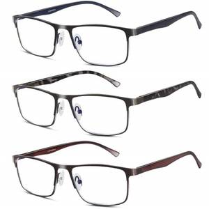 lot 50429 image: Lcbestbro 3 Pack Business Blue light Blocking Reading Glasses for Men, 2.0 Metal Readers