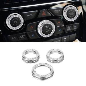 lot 50431 image: PIFOOG for Jeep Grand Cherokee Accessories & Cherokee Accessories 2014-2021, Crystal Bling Car AC Knob Covers for Jeep Interior Trim Kit 3PCS Women Men Metal Silver
