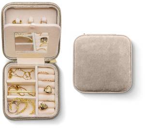 lot 50439 image: Plush Velvet Jewelry Box  Travel Jewelry Case & Organizer with Mirror  Featured in Oprahs Favorite Things  Best Gifts For Daughter, Girlfriend, Mom, Teens, Women  Travel Gifts - Sage