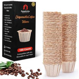 lot 50457 image: 100 Count Fanativita K Cup Coffee Filters Disposable for Keurig Single Cup, Compatible with All Reusable K Cups (Unbleached)