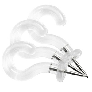 lot 50472 image: Pinhooks Push Pin Wall Hook - Klear Kindness (Transparent) - 40-Count