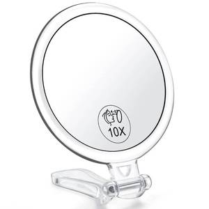 lot 50474 image: AMISCE 10x Magnifying Handheld Mirror, 2-Sided with Adjustable Stand, Foldable and Portable, Suitable for Makeup, Shaving, Deep Cleaning