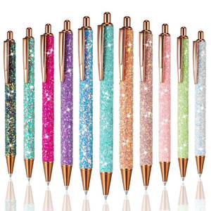 lot 50481 image: 11 Pcs Fancy Pens for Women Pretty Cute Pens Glitter Ballpoint Pens with Metal Barrel Retractable Writing Pens Black Ink Medium Point 1.0 mm Pretty Pens Journaling Pens for Women Girls (Sequin Style)