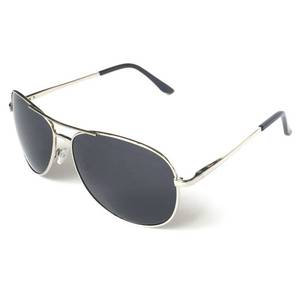 lot 50494 image: JS Premium Military Style Classic Aviator Sunglasses, Polarized, 100% UV protection for Men Women (Medium Frame - Silver FrameBlack Lens)