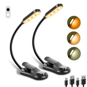 lot 50514 image: Book Light,Reading Light with 3 Colors,Book Light for Reading in Bed Rechargeable Reading Lights for Books in Bed,Portable&Adjustable Reading Lamp,Small Desk Lamp,Night Lights for Readers,2 Pack,Black