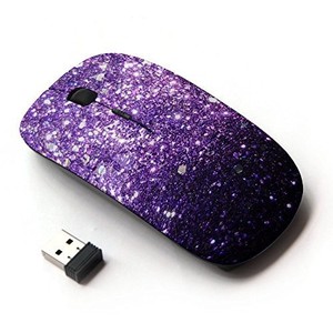 lot 50520 image: KawaiiMouse  Optical 2.4G Wireless Mouse  Glitter Purple Shiny Dark Bling