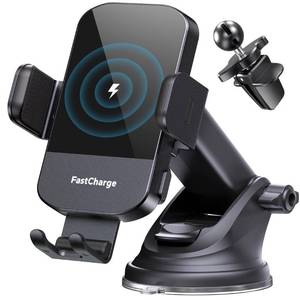 lot 50526 image: CHGeek Wireless Car Charger, 15W Fast Charging Auto Clamping Car Charger Phone Mount Phone Holder fit for iPhone 15 14 13 12 11 Pro Max Xs, Samsung Galaxy S24 Ultra S23 S22 S21, S20, S10, Black