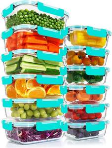 lot 50532 image: KOMUEE 12 Packs Glass Meal Prep Containers Set, Glass Food Storage Containers with Locking Lids, Airtight Glass Lunch Containers, BPA Free, Microwave, Oven, Freezer & Dishwasher Friendly, Green