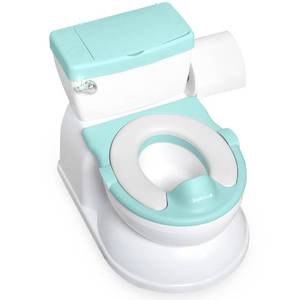 lot 50556 image: Real Feel Potty with Wipes Storage, Transition Seat & Disposable Liners - Realistic Toilet - Easy to Clean & Assemble - Jool Baby (Aqua)