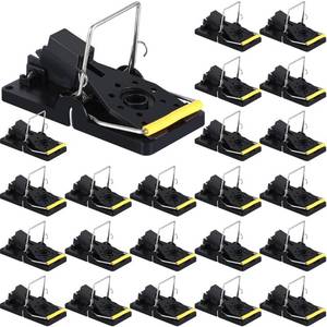 lot 50563 image: Qualirey 24 Pcs Mouse Traps Plastic Mice Trap House Indoor Rat Trap Quick Effective Safe Mouse Traps for Warehouse Garden Kitchen 3.86 x 1.81 x 2.17 Inch (Black,Yellow)