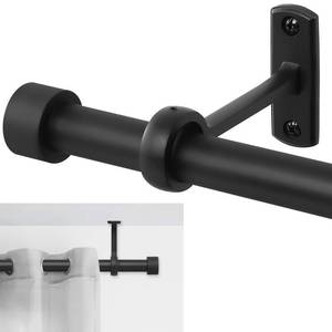 lot 50571 image: YLXFHO Curtain Rods for Windows 32 to 84, 1 Inch Black Matte Curtain Rod Set, Heavy Duty Drapery Rods with Adjustable Curtain Rods for patio, Outdoor Modern Curtain Rod with Simple End Caps,Black