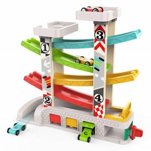 lot 50576 image: TOP BRIGHT Car Ramp Toy for 2 3 Year Old Boy Gifts, Toddler Race Track Toy for 18 Month Old with 4 Wooden Cars and 3 Car Garage