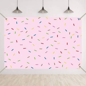 lot 50586 image: Bellimas Pink Donut Grow Up Baby Shower Backdrop Baby Girls Birthday Party Sweet Photography Confetti Banner with Copper Grommets