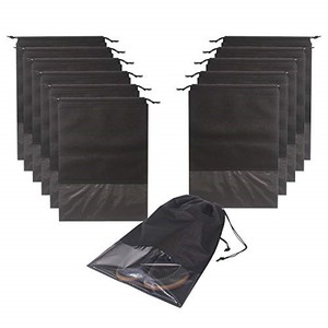 lot 50591 image: 12PCS Travel Shoe Bags with Rope for Men and Women Large Shoes Pouch Storage Packing Organizers, Black