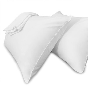 lot 50592 image: Precoco Pillow Cases Queen Size-100% Cotton Pillowcase Covers with Zipper Hidden, Breathable & Ultra SoftPillow Covers for Easy Care, 2 PackWhite