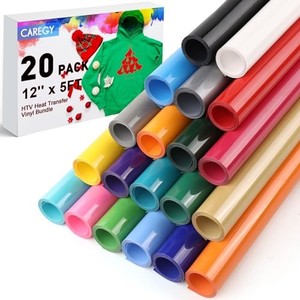 lot 50594 image: CAREGY HTV Heat Transfer Vinyl Bundle Iron on Vinyl Rolls for T-Shirts 12 Inches by 5 Feet (18 Pack)