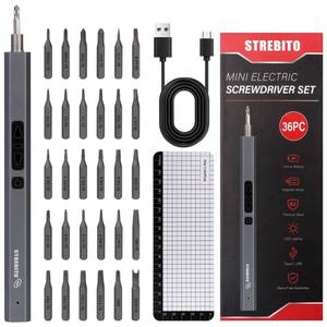 lot 50603 image: STREBITO Mini Electric Screwdriver Set, 36 in 1 Electric Precision Screwdriver Small Electric Screwdriver Kit, S2 Steel, Rechargeable Battery, 2 Torque Settings, Micro Power Screwdriver Cordless