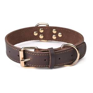 lot 50605 image: DAIHAQIKO Genuine Leather Dog Collar, Heavy Duty Dog Collar, Wide Dog Collar for Small Dog, Medium Dog, Large Dog and Extra Large Dog (XL 1.4 Wide for 18.6-25.8 Neck, Single Stitch - Brown)