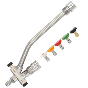 lot 50614 image: Tool Daily Foam Cannon Dual-Connector Accessory, Pressure Washer Double Tip Attachment for Soap Cannon, 5 Pressure Washer Sprayer Nozzles, 14 Quick Connect