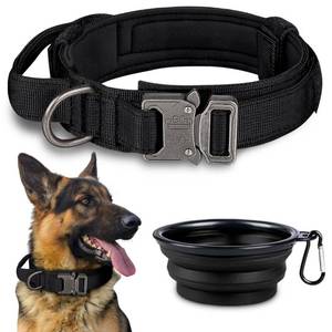 lot 50615 image: Dog Collar, Tactical Dog Collar, Adjustable Military Training Nylon Dog Collar with Control Handle and Heavy Metal Buckle for Medium and Large Dogs