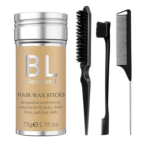 lot 50617 image: 4Pcs Hair Wax Stick & Slick Back Hair Brush Versatile Hair Styling Set, Hair Wax Stick for Flyaways & Wigs Hair Tamer Styling, Edge Brush, Teasing Brush and Rat Tail Combs for Women Girls (Black)