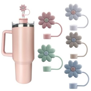 lot 50621 image: 5Pcs Silicone Straw Covers and Caps Compatible with Stanley Cups, Dust-Proof Straw Toppers for Stanley Tumbler with Handle