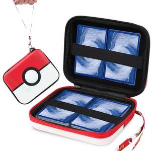 lot 50623 image: tombert Carrying case for PTCG Trading Cards, Gifts for Boys, Hard-Shell Storage Box fits Magic MTG Cards and PTCG, Holds 300 Cards(red & white)