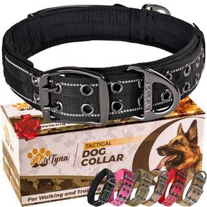 lot 50625 image: ADITYNA Heavy Duty Dog Collar with Handle - Thick Dog Collar for Large Dogs - Wide, Reflective, Tactical, Soft Neoprene Padded - Perfect Black Dog Collar for Training, Walking, or Hunting