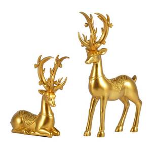 lot 50634 image: Purbert Gold Decor Set of 2 Resin Lucky Deer Sculptures for Modern Home Decor, Reindeer Decorations Indoor for Living Room,Bedroom Office and Shelf, Gift for Her Mom Wife Sister(Gold)