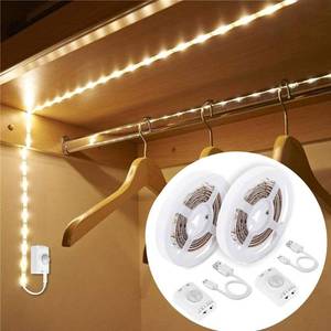 lot 50636 image: 2 Pack Warm White Motion Sensor LED Strip Lights with Rechargeable 3.28ft, LED Closet Light Gun Safe Lights Motion Activated, Stair Lights Indoor