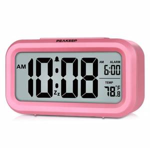 lot 50640 image: Peakeep Night Light Alarm Clock Battery Operated with Indoor Temperature, Desk Digital Clock for Kids Girls Bedrooms (Pink)